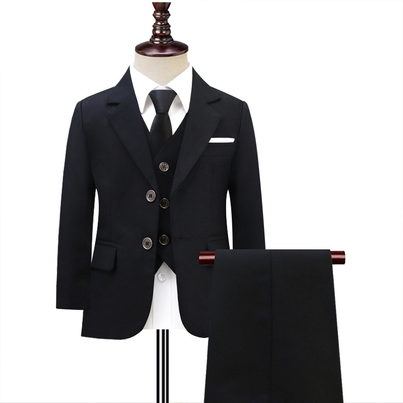 Suit set for boys, flower boy wedding attire, baby's first birthday suit, children's tuxedo, piano performance outfit, autumn and winter wear for young children
