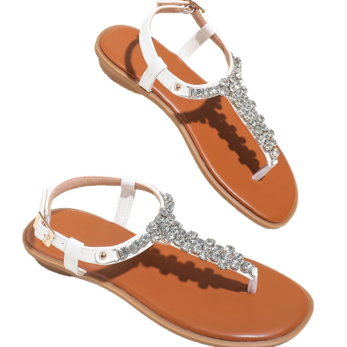 Женские сандалии High Quality Rhils Diamond Platinar Sandals Женские африканские туфли на плоской подошве