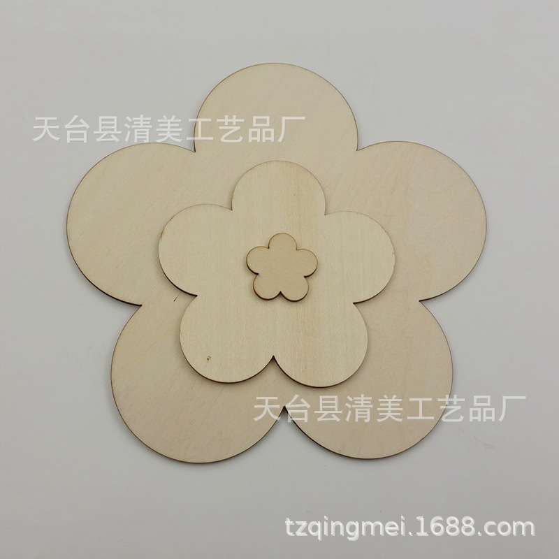 Tablero de madera de tilo de 30mm-180mm nuevo botón de flor de ciruela de cinco flores de bricolaje hermosa decoración para niños