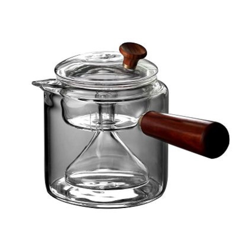 Mango lateral filtro tetera engrosada vidrio borosilicato Kung Fu juego de té traje hogar mango de madera al vapor Té fabricante