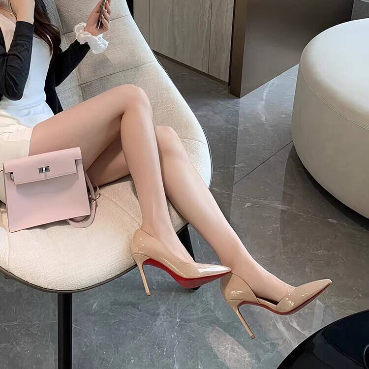 Red-Soled Nude High-Heeled Shoes for Women 2026, Side-Cut Shoes with Elegant Thin High Heels, Pointed Toe Shallow Pumps, Ultra-High Heels for Women Red-Soled Nude High-Heeled Shoes for Women 2026, Side-Cut Shoes with Elegant Thin High Heels, Pointed Toe Shallow Pumps, Ultra-High Heels for Women