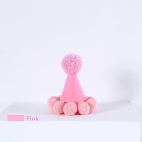 ins macaron color pet cat dog birthday hat birthday party props fur ball hat style decoration