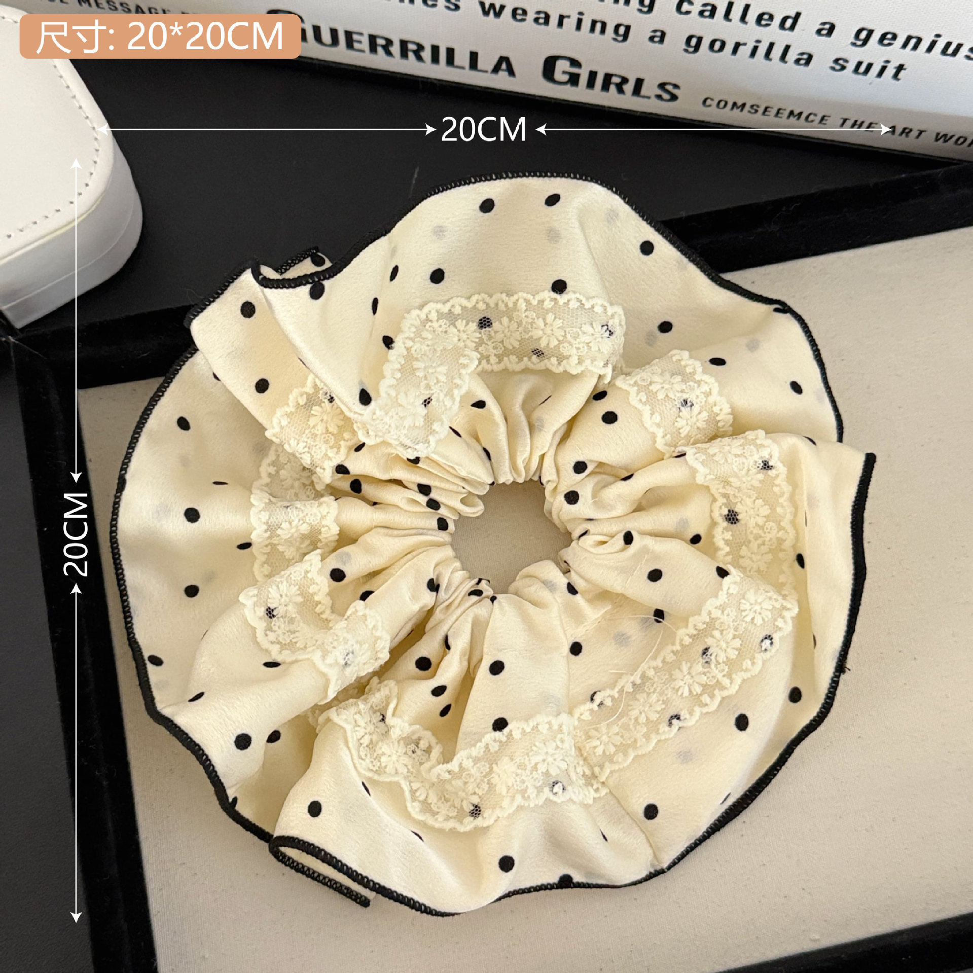 Frase bordada arco dulce anillo de cabello intestino de alta sensibilidad de la niña encaje cuerda de cabello suave adornos para el cabello