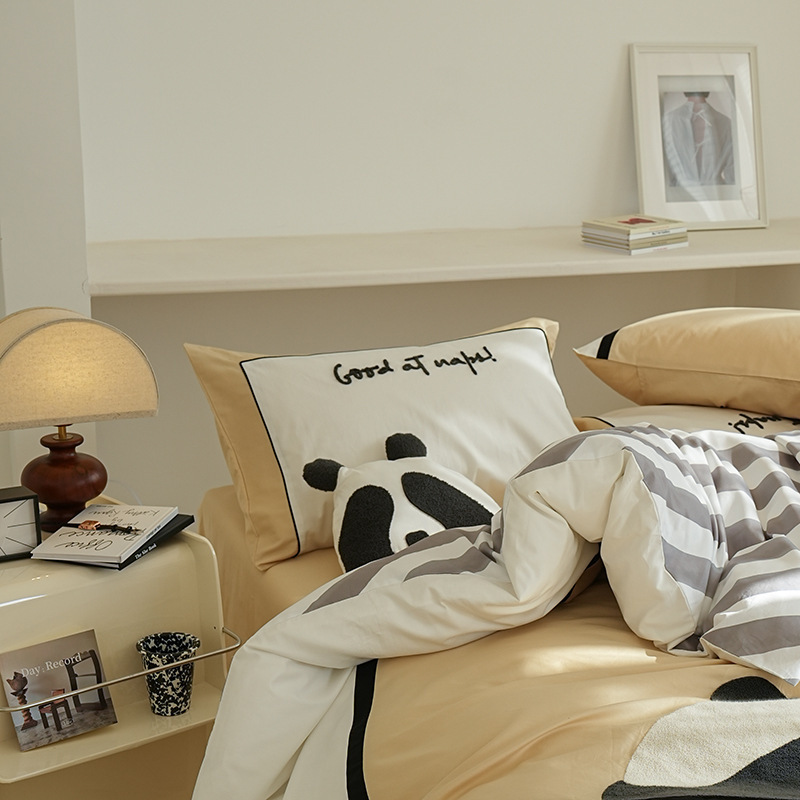 可爱卡通风100支新疆长绒棉四件套纯棉亲肤吸湿透气床笠床上用品