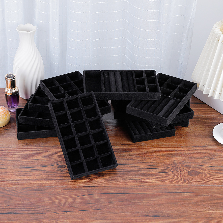 Black Flocking Jewelry Box Earring Studs Ear Accessories Organizer Earring Case Storage Jewelry Jewelry Box