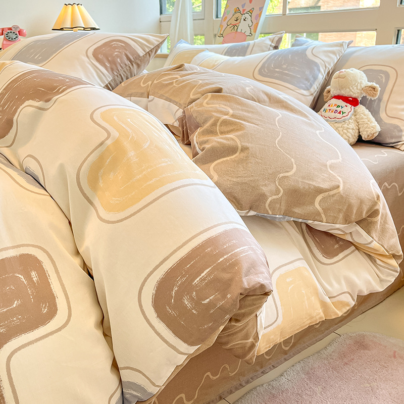 Cama de algodón de cuatro piezas Four Seasons 100 Cotton 2025 nueva ropa de cama sábana edredón dormitorio juego de tres piezas sábana 4