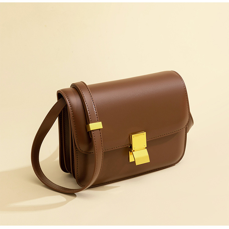 Popular Women's Bag 2025 Autumn and Winter New Style Single Shoulder Crossbody Genuine Leather Tofu Bag Fashionable Simple Small Square Bag Big Brand Model