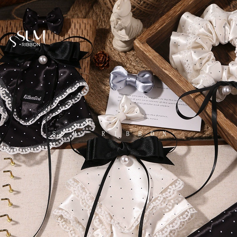 Glossy cloth, hair accessory with bow handmade, DIY