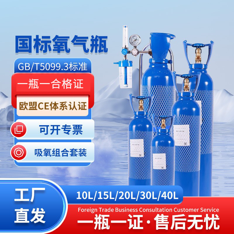 Portable Oxygen Cylinder Self-Driving Oxygen Tank Clinic Cylinder 10/40 Liter Oxygen Inhalation High-Altitude Pregnant Women Can Inflate