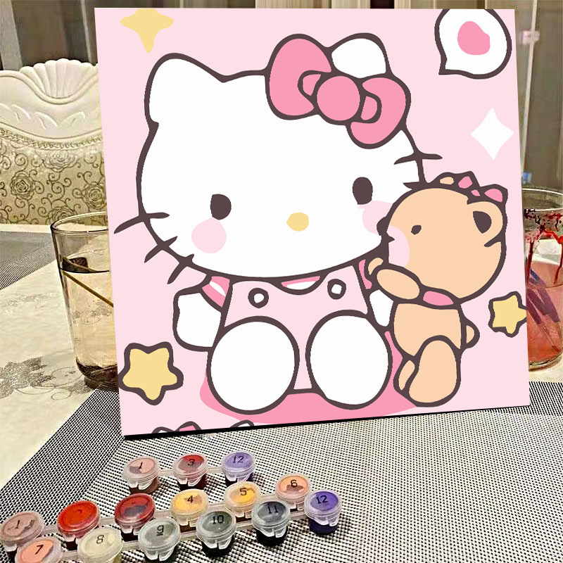 デジタル油絵diyの塗り絵の子供は漫画のアニメを埋めて色を塗ります。|undefined