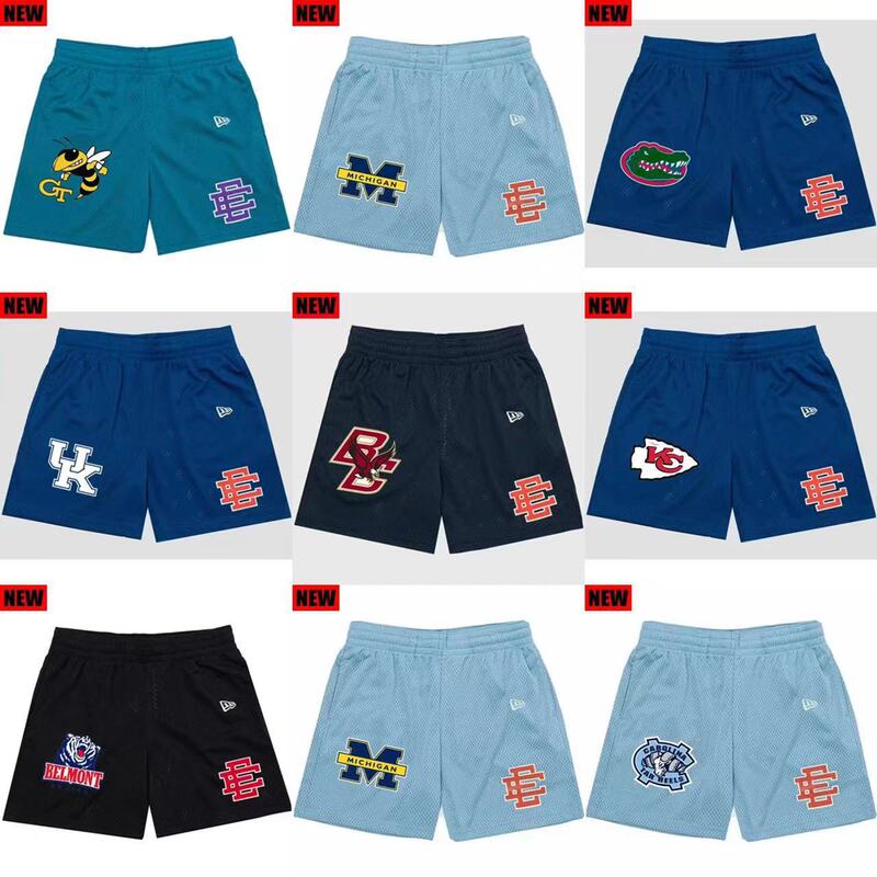 American Trendy Brand Style Ee Shorts Co-Branded Team Series Mesh Quick-Drying Four-Point Loose Large Size Basketball Shorts for Men