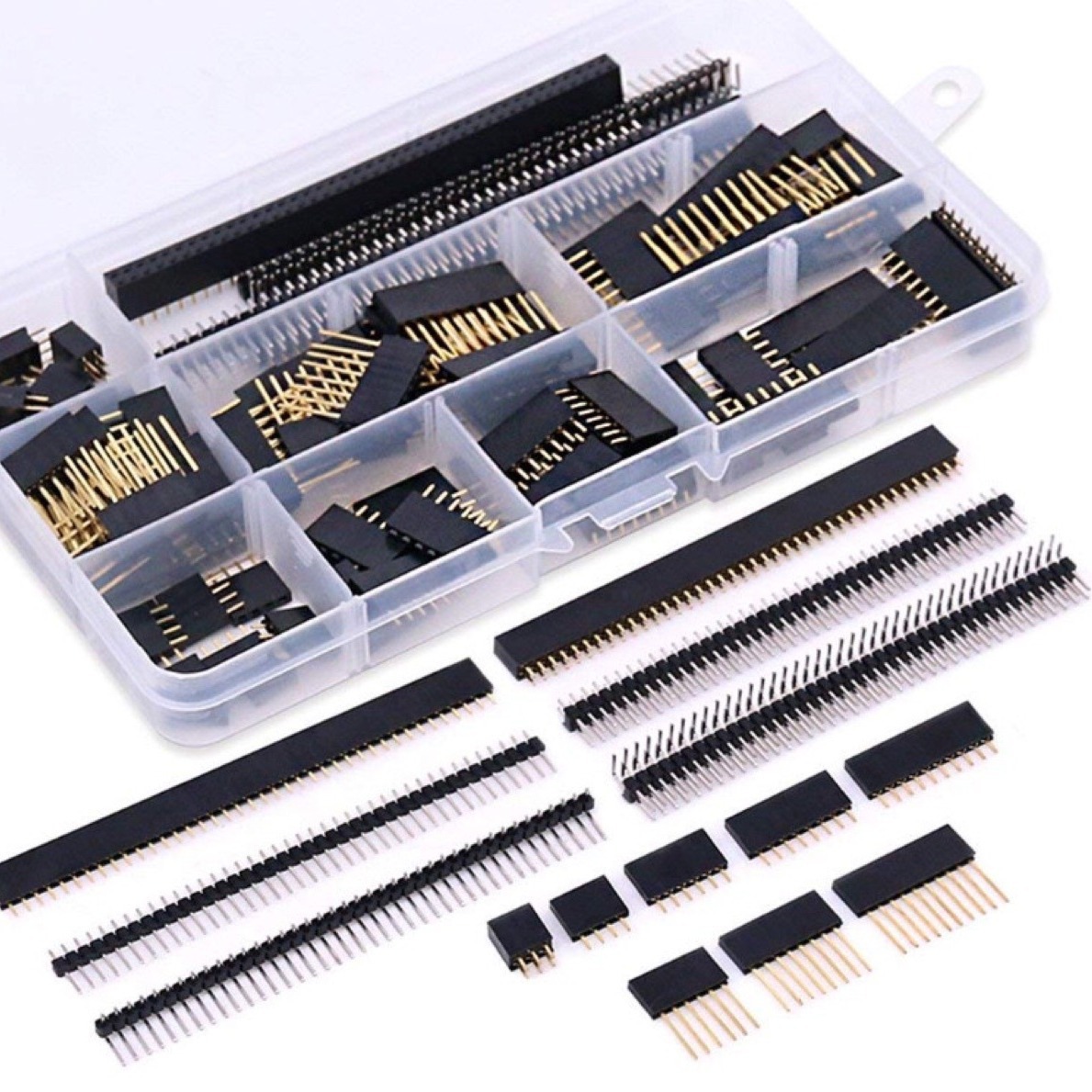112Pcs 2.54mm公头和母头引脚连接器分类套件 分离式PCB板引脚头