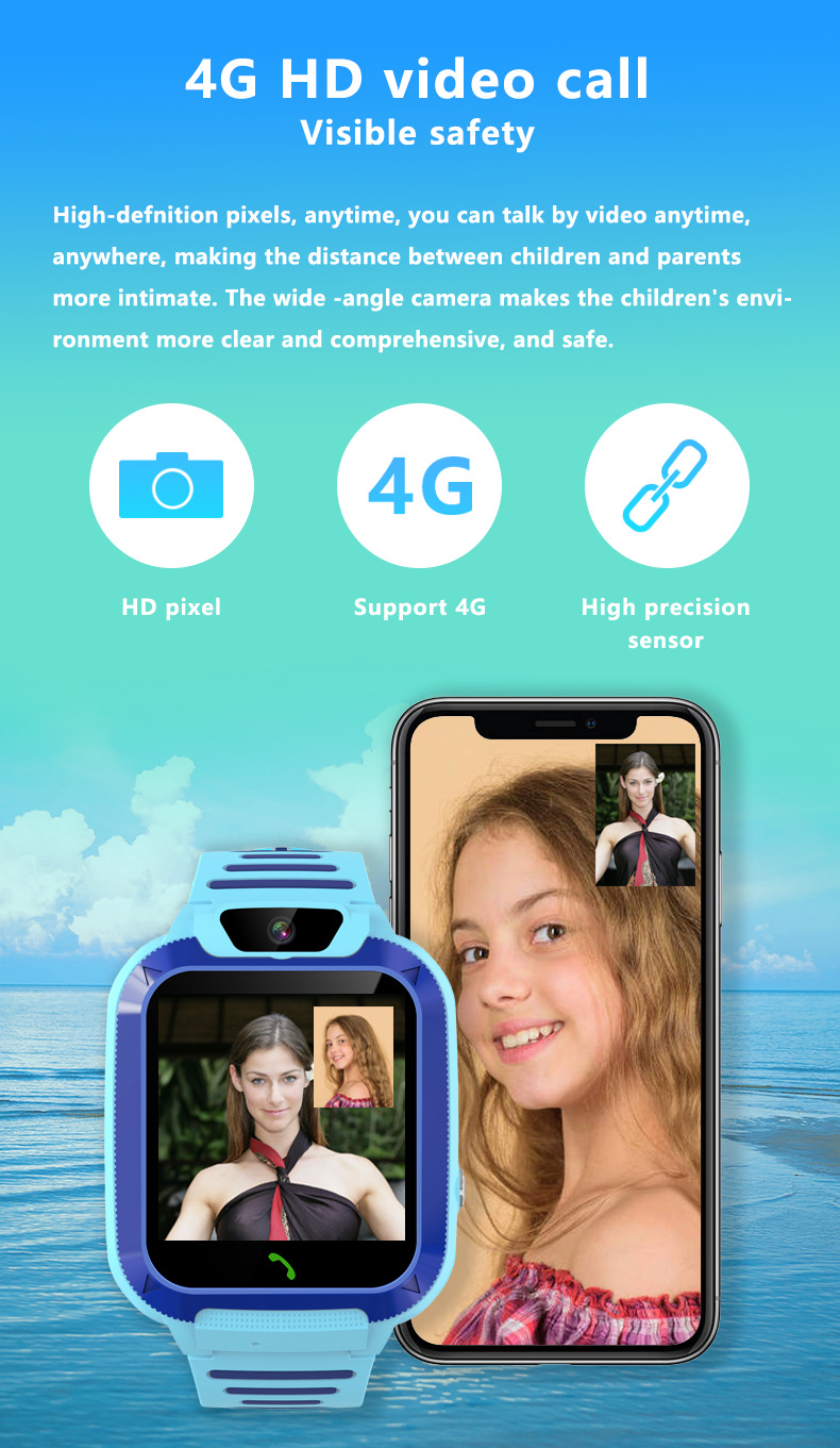 Cross-border 4G multi-language Q12B camera waterproof video Q19 call children GPS smart positioning smartwatch full figure