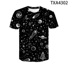 跨境 夏季男士街頭個性圓領星球短袖 3D數碼印花 炫酷太空宇宙T恤