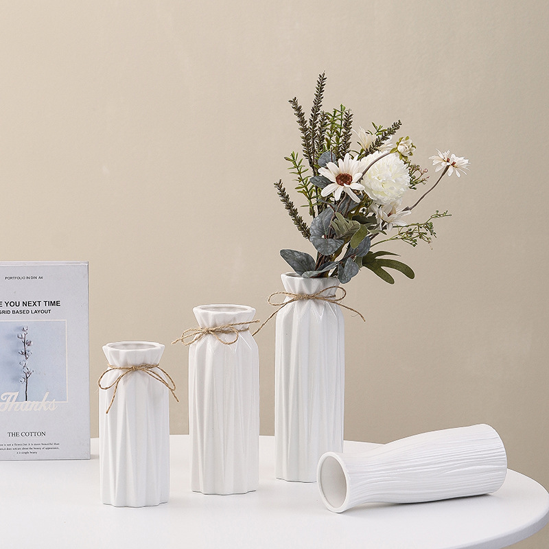 Flores de cerámica de color rosa gradiente lujo ligero de alto nivel escritorio decoración floral de sala de estar hidropónica simple viento