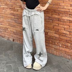 女性用スポーツパンツ 2025 春夏薄い黒ハイウエストワイドレッグパンツルーズストレートフロアレングスカジュアルパンツ