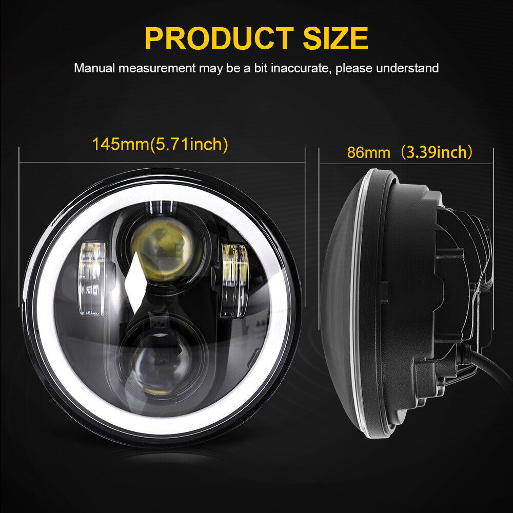5.75inch Harley Wrangler Headlight Off-Road Vehicle Motorcycle Headlight Full Circle 4-Bead 60W with Angel Eyes
