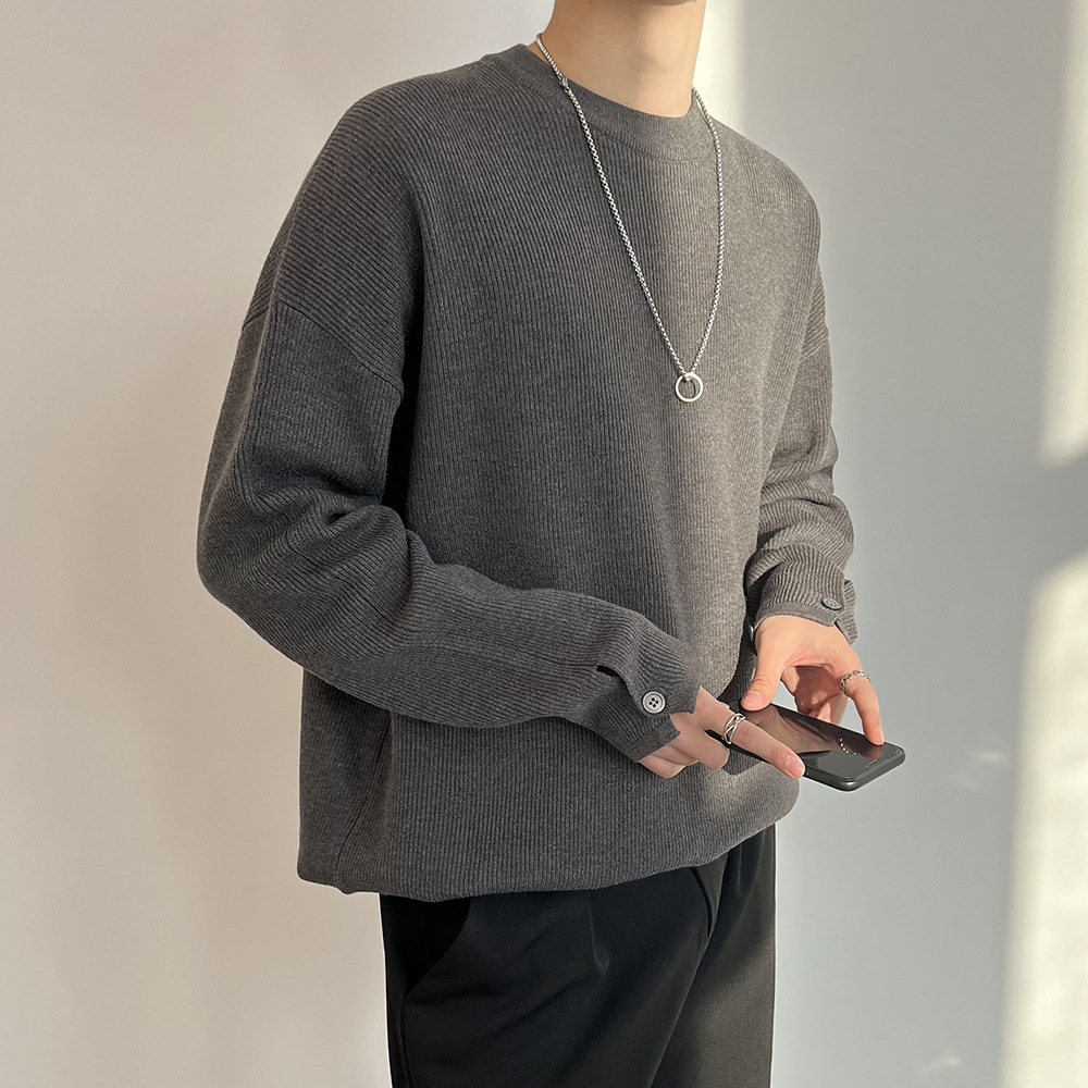 Diseño de viento perezoso un suéter de nicho masculino suelto cuello redondo Otoño e Invierno engrosado suéter marea inferior con un suéter de punto