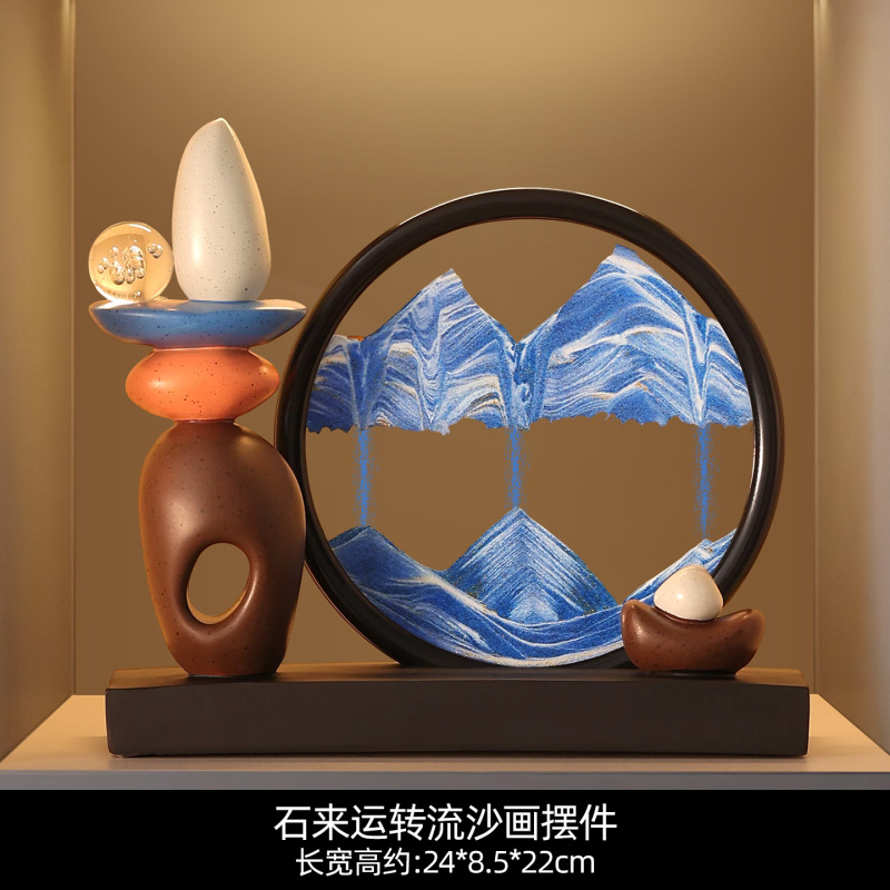 轻奢高档时来运转流沙画摆件欧式酒柜客厅办公室装饰品3D立体沙漏|undefined