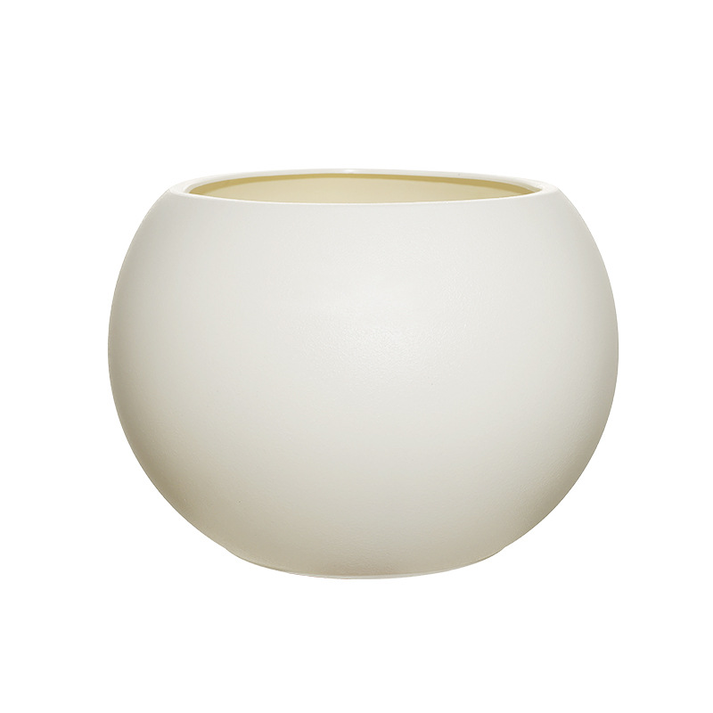 Luz lujosa sensación de maceta de resina gran tamaño crema viento negro rubber maceta grande maceta esférica durable