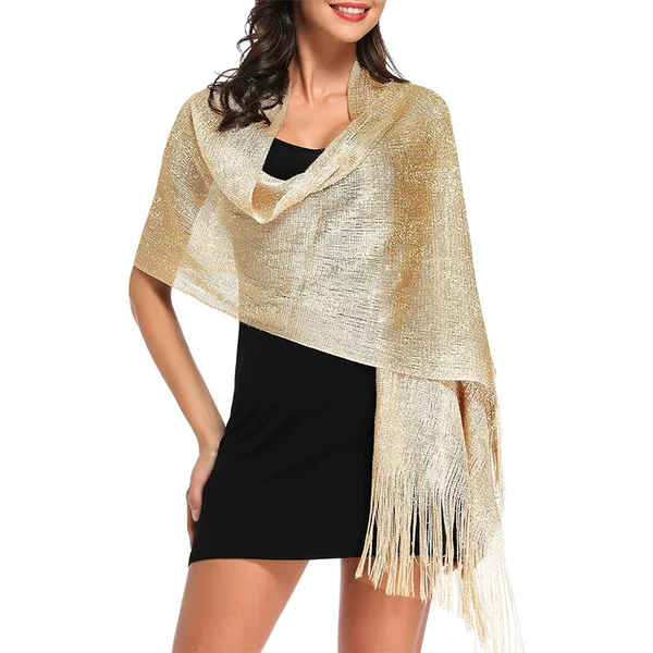 European and American New Pure Color Gold and Silver Shawl Bride Bridesmaid Wedding Party Evening Dress Shawl Sun Protection Shawl Scarf