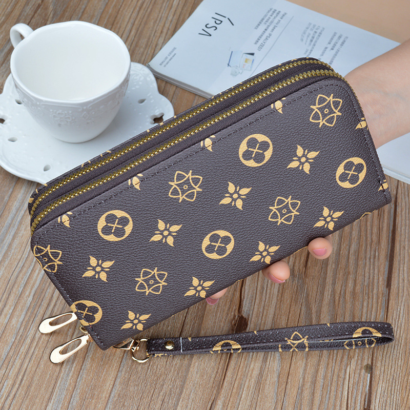 New Wallet Women's Long Double Zipper Clutch Bag Fashion Printed Large Capacity Double Layer Wallet Change Mobile Phone Bag New Wallet Women's Long Double Zipper Clutch Bag Fashion Printed Large Capacity Double Layer Wallet Change Mobile Phone Bag