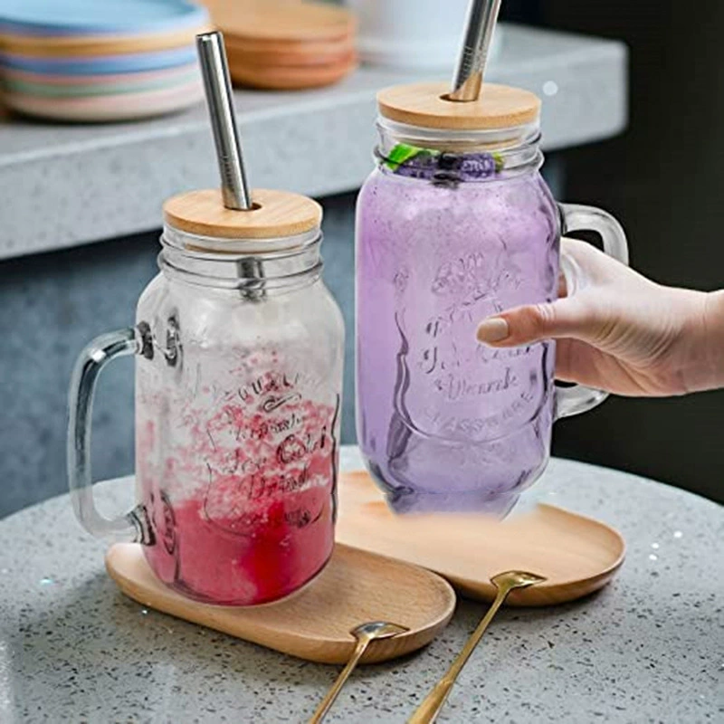 Glass Tea Mug, Transparent Handled Cup with Stainless Steel Straw, 480/720 ml Options