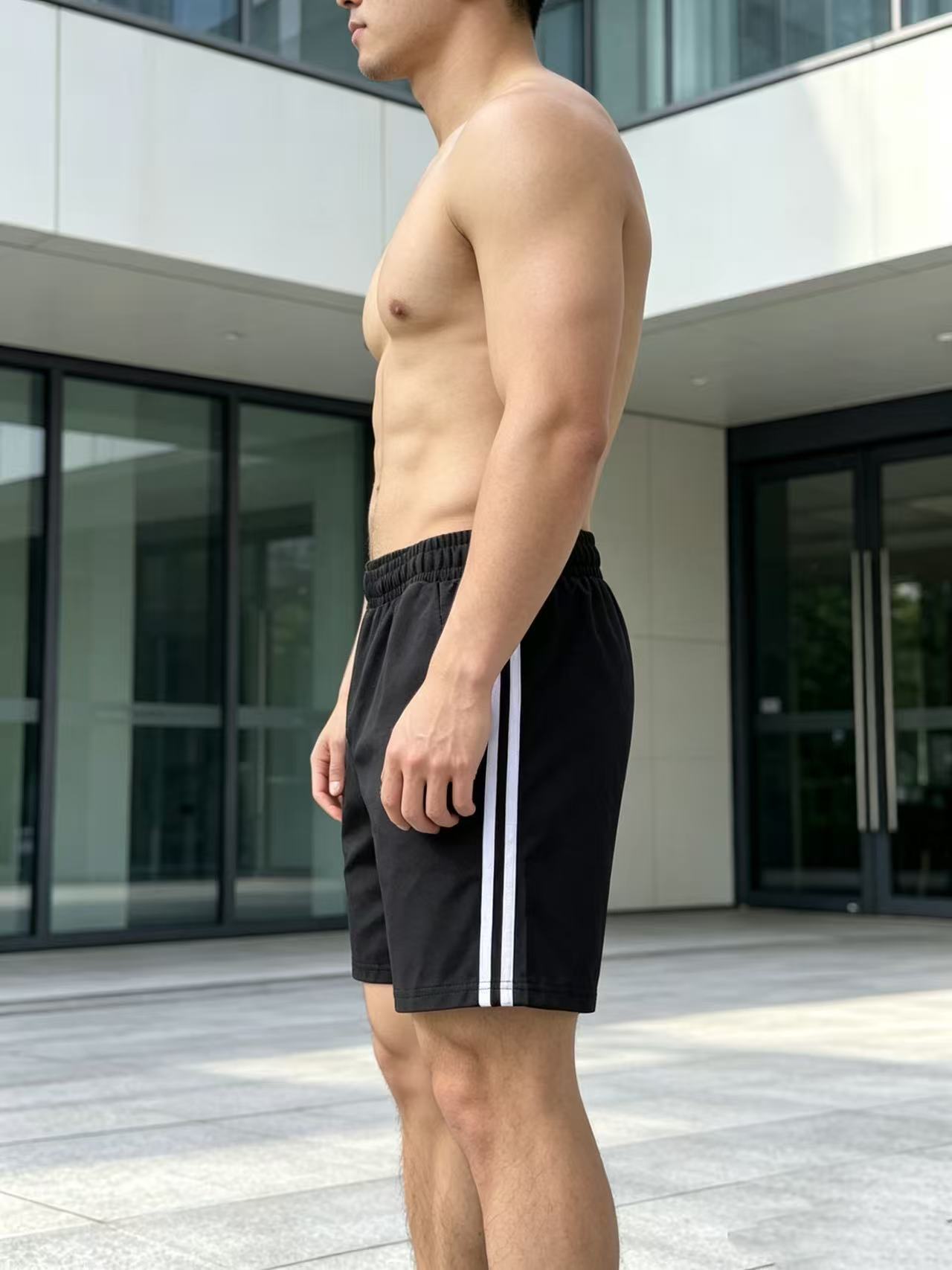 Men's Style Striped Athletic Shorts Heavyweight Loose Straight Leg Casual Five Point Pants For Running And Basketball Summer Style_viptrois.com