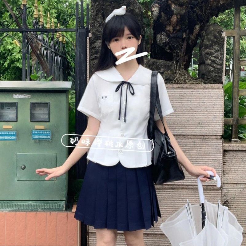 Original Doll Collar Short-Sleeved Jk Suit Summer New Japanese Style Waist Petal Cute Preppy Uniform Shirt Top Original Doll Collar Short-Sleeved Jk Suit Summer New Japanese Style Waist Petal Cute Preppy Uniform Shirt Top