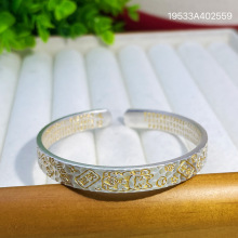 990足银手镯女珐琅彩描金招财猫吉言开口时尚手环送女友节日礼物