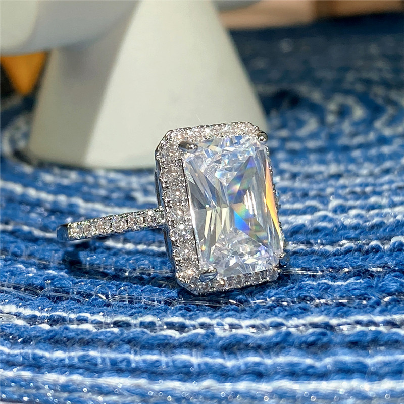 Holiday, Daily Occasion Wholesale Simple Style Shiny Rectangle Copper Inlay Zircon Rings