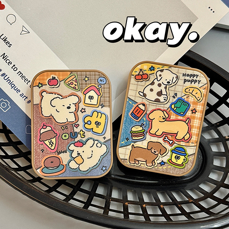 Beautiful Pupil Box Cute Spotted White Dog Two Pair Denim Matching Map Contact Lens Companion Box Care Box