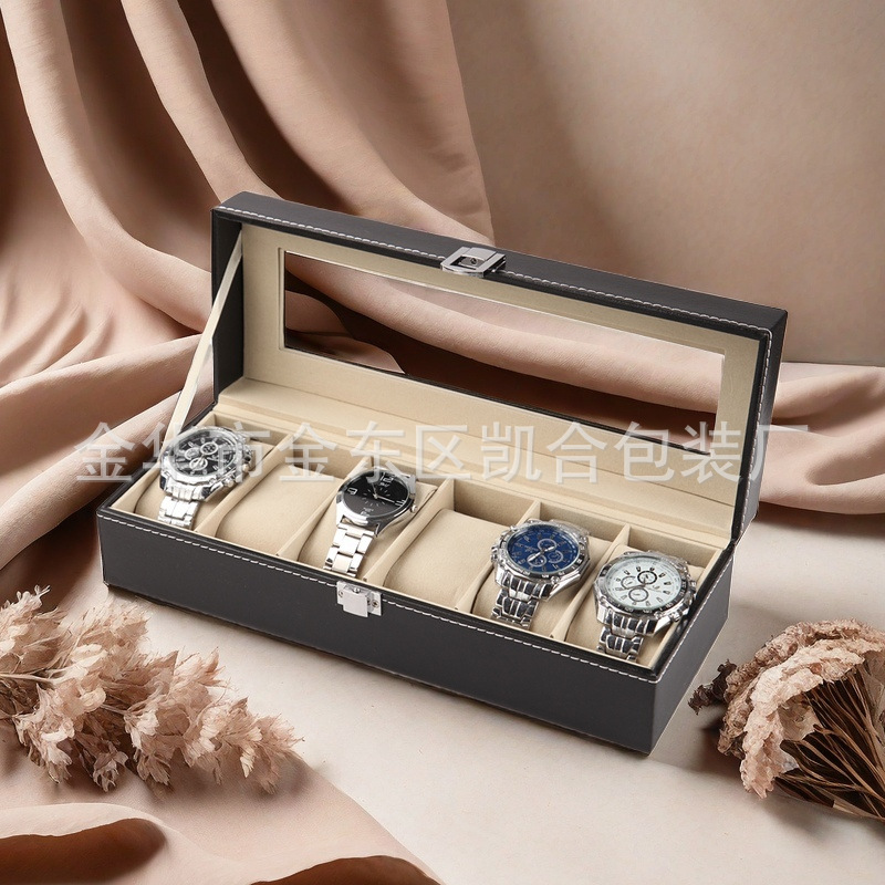 High-End Leather 3-Slot, 6-Slot, 10-Slot, 12-Slot, 20-Slot Watch Storage Box, Transparent Glass Watch Box in Stock