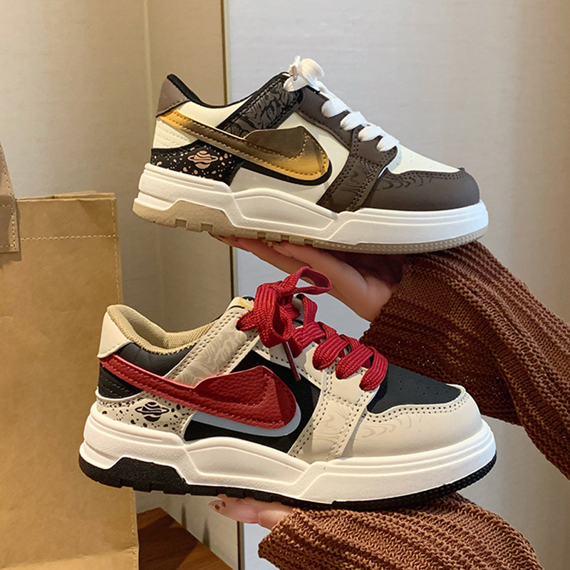 Bala Bala new trendy sneakers, children's sports shoes, casual leather upper, spring collection, AJ low-top style, for girls