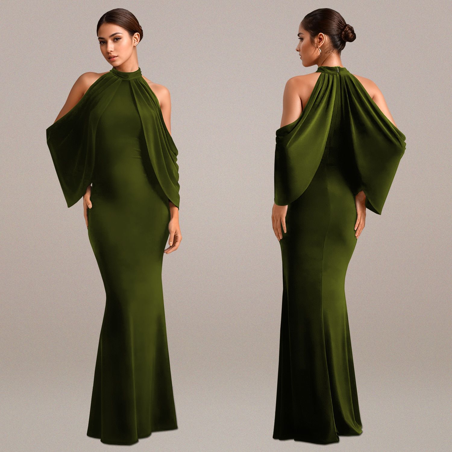 C7276 Aliexpress transfronterizo Amazon Europa y América moda femenina delgada elegante vestido de brazo con mangas de hombro nuevas