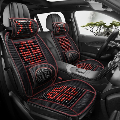 Car seat cushion summer wooden bead cooling pad single seat cushion universal breathable ventilated single-piece seat pad lumbar support set seat cushion
