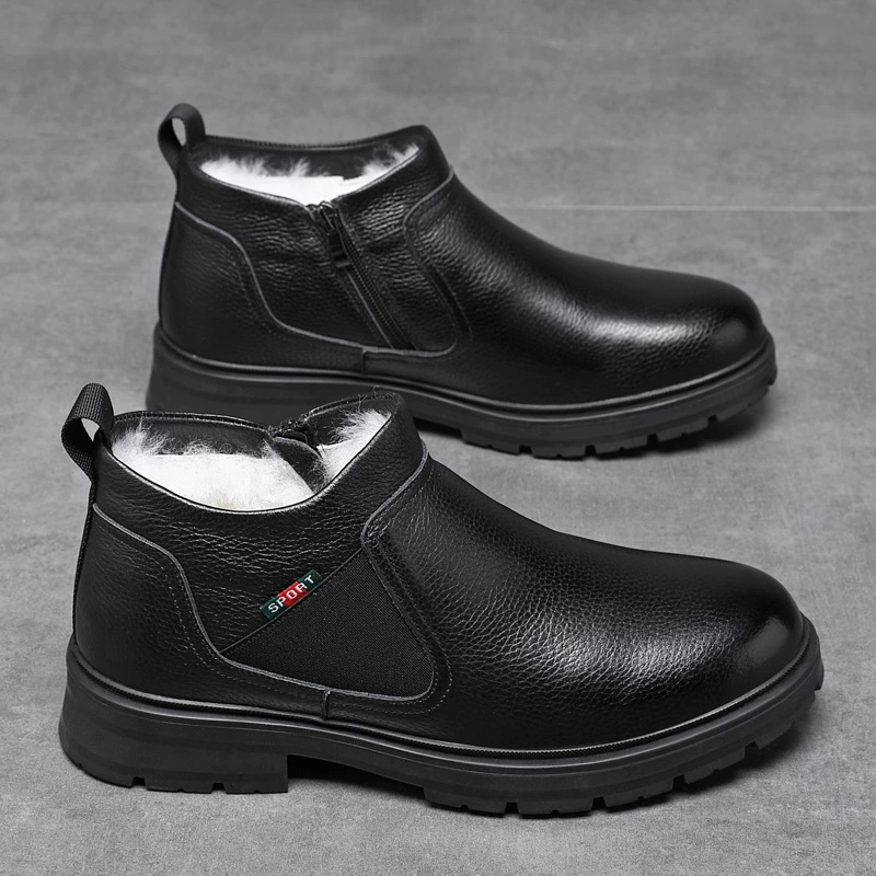 Новые зимние ботинки martin из натуральной кожи и шерсти, теплые зимние ботинки с высоким берцем и мехом, большие хлопковые ботинки северо-востока, теплая обувь.