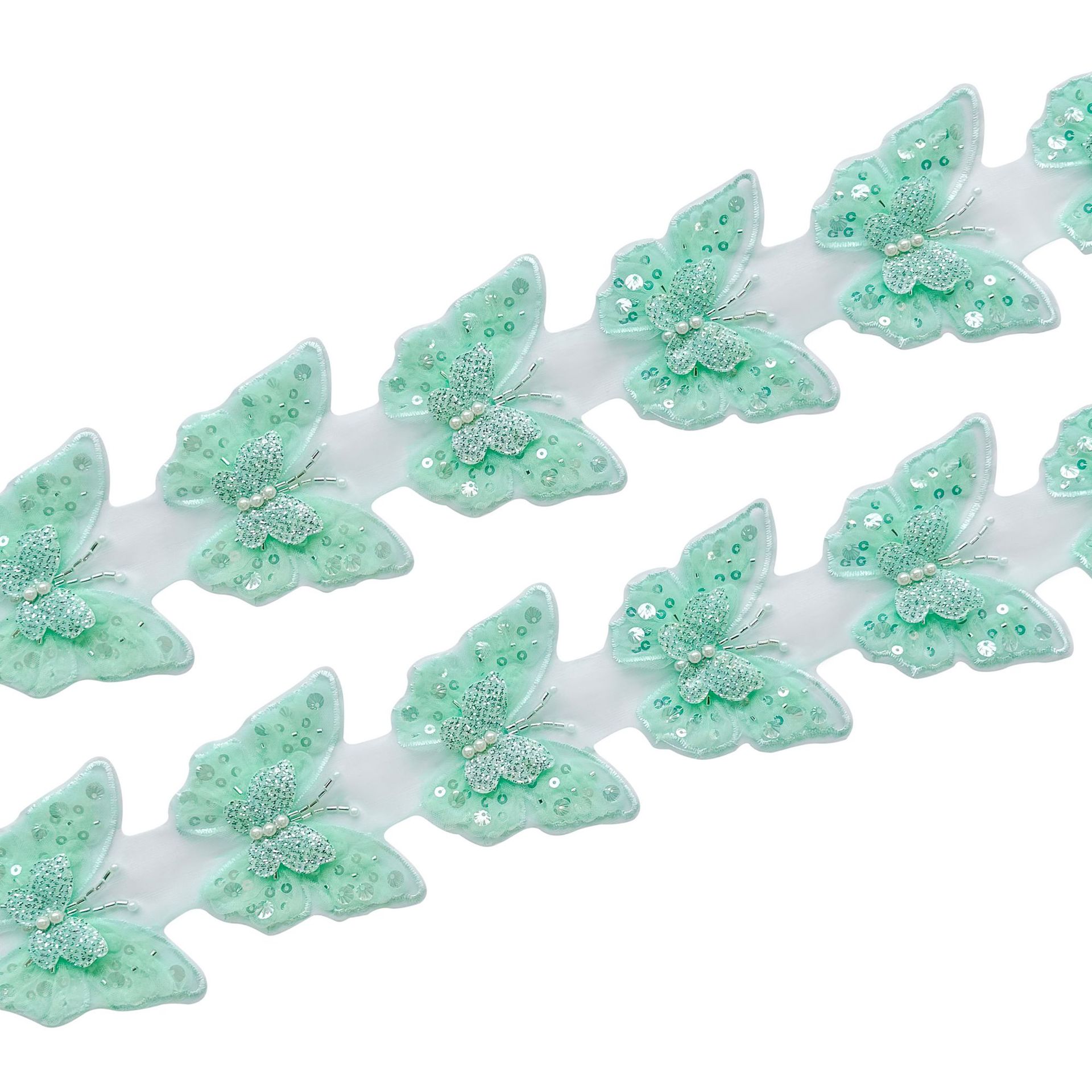 Duas capas de clavos cuentas estereoscópicas doradas mariposa tela pegada a mano flor esquinilla vestido de boda ropa infantil zapatos para niños adornos de pelo image 13