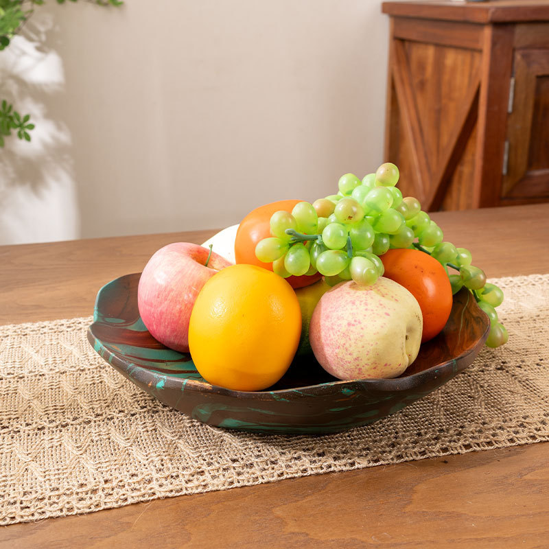 Thai Creative Wave Pattern Wooden Fruit Plate Home Living Room Coffee Table Fruit Plate Dried Fruit Home Decoration Retro Ornaments Thai Creative Wave Pattern Wooden Fruit Plate Home Living Room Coffee Table Fruit Plate Dried Fruit Home Decoration Retro Ornaments