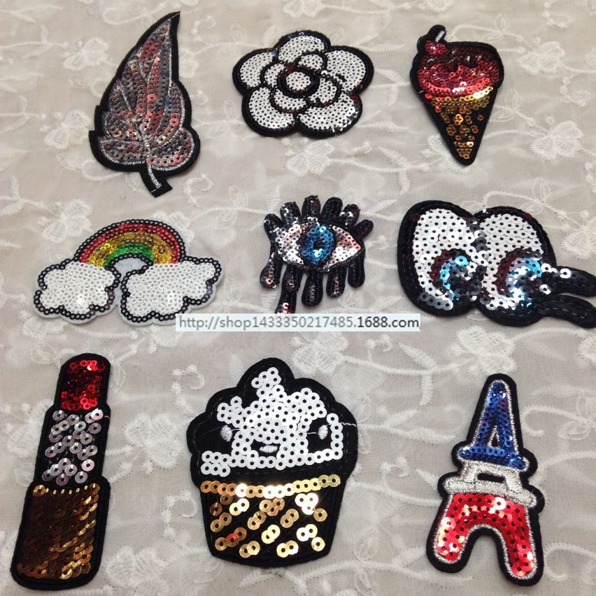 新款小号布贴补丁贴 牛字裤补洞口衣贴 牛仔百搭服饰 亮片布贴