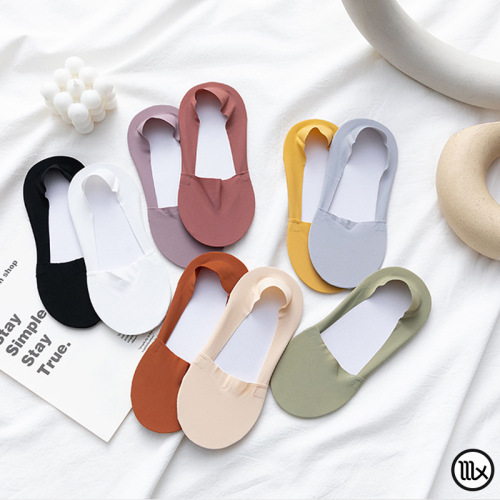Ice silk invisible socks women's boat socks summer thin solid color silicone non-slip non-falling low-cut shallow mouth high-heeled shoes socks