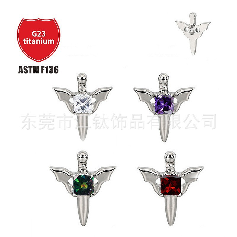 Pointed titanium steel lip stud product view
