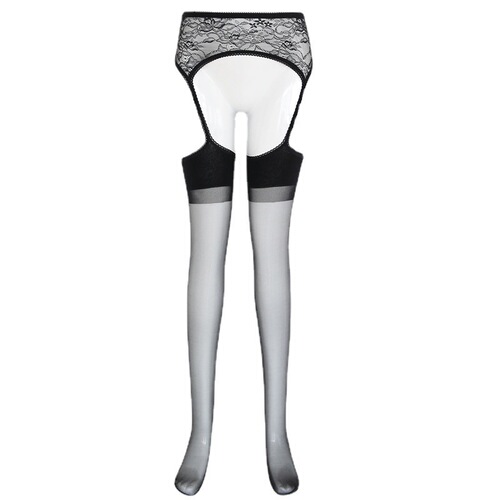 Sexy stockings women's lace all-in-one garter stockings sexy long open stockings four-sided open crotch garter stockings