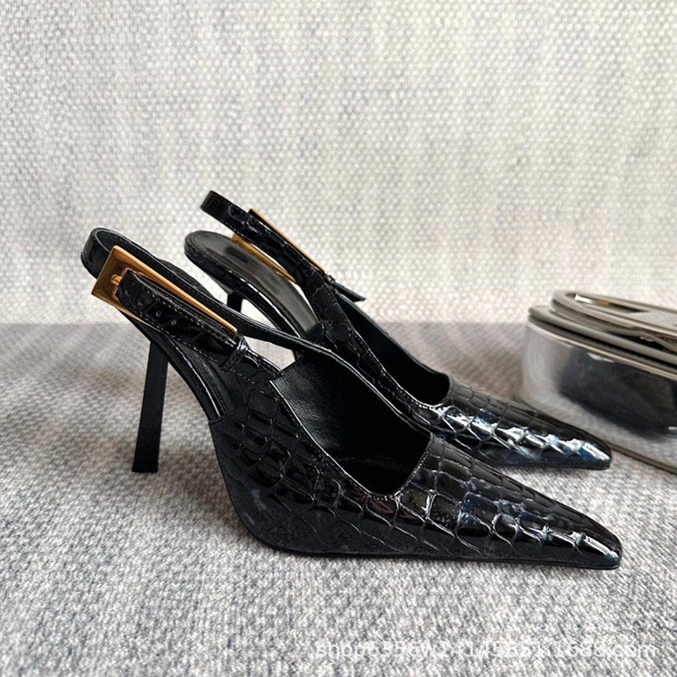 Sexy stockings wear high heels women's new patent leather 6CM gold heel sandals summer dress wear 9CM sandals_voghion.com