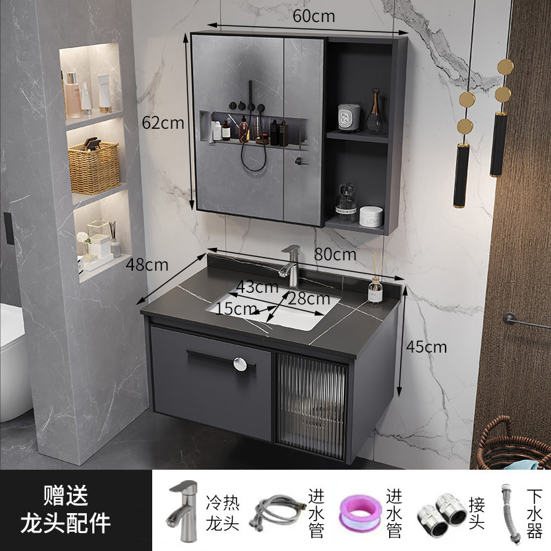 gabinete de baño combinado gabinete lavabo espacio aluminio tablero de fibra de carbono lavabo pequeño tipo lavabo