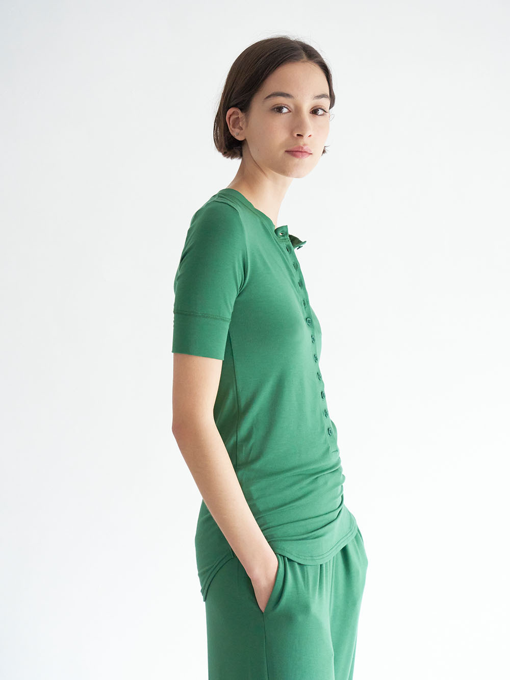 Title 7, Kadın Yuvarlak Yaka Yarım Hırka Kısa Kollu Pant...