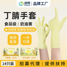 Titanfine添赞一次性食品级纯丁腈手套厨房防油防水加长耐磨手套