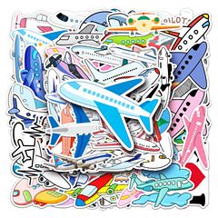 50枚スーツケースステッカー飛行機落書き個性クロスボーダー漫画クリエイティブ装飾スケートボード携帯ケース防水ステッカー