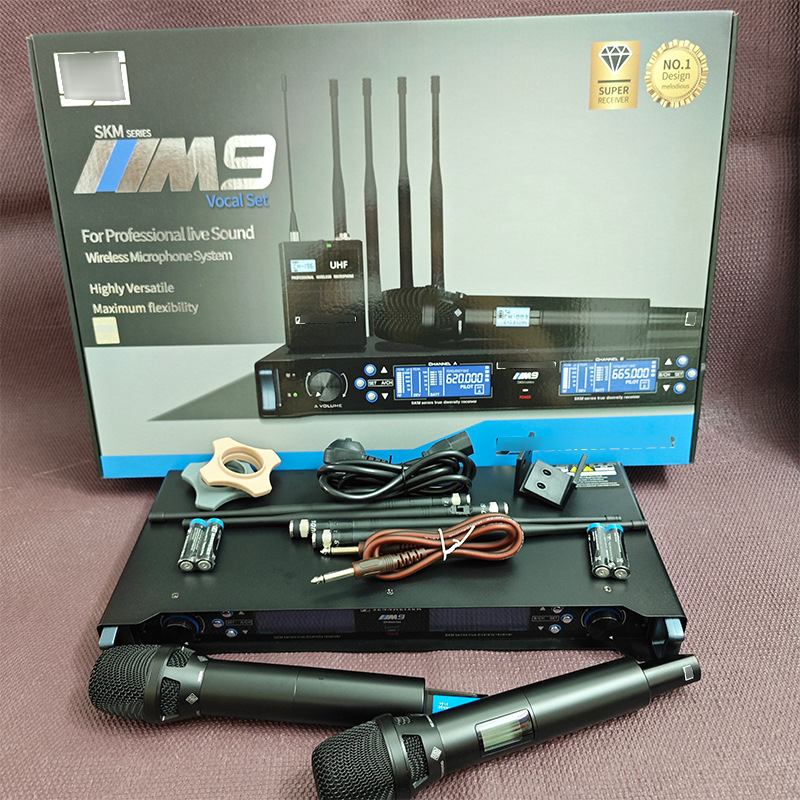Cross-Border Export Skm9 Wireless Microphone One-To-Two True Diversity Stage Performance Singing Wedding Host Microphone