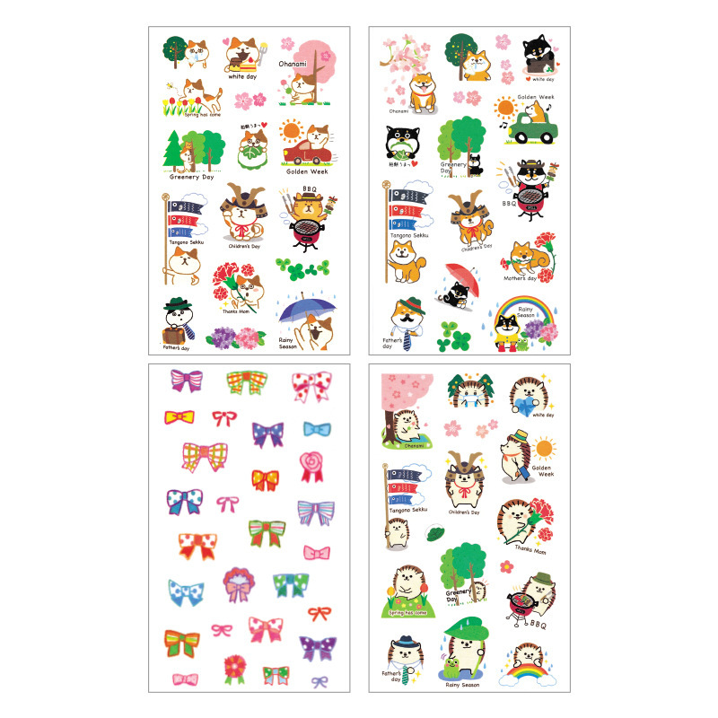 Colección de vacaciones y pegatinas de papel diy diario de mano pegatinas decorativas de dibujos animados pegatinas de materiales de decoración de animales